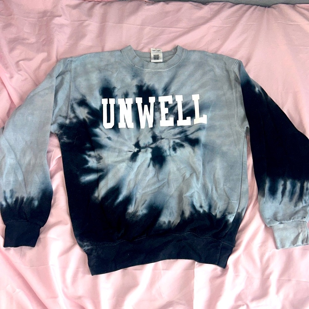 RARE Unwell Call Her Daddy Gray Black Tie Dye Crewneck Sweatshirt
